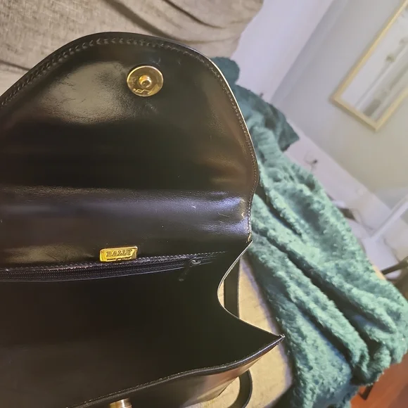 Bally Vtg. Black Leather 2way Bag Top Handle Crossbody Structured Bag - Picture 8 of 15